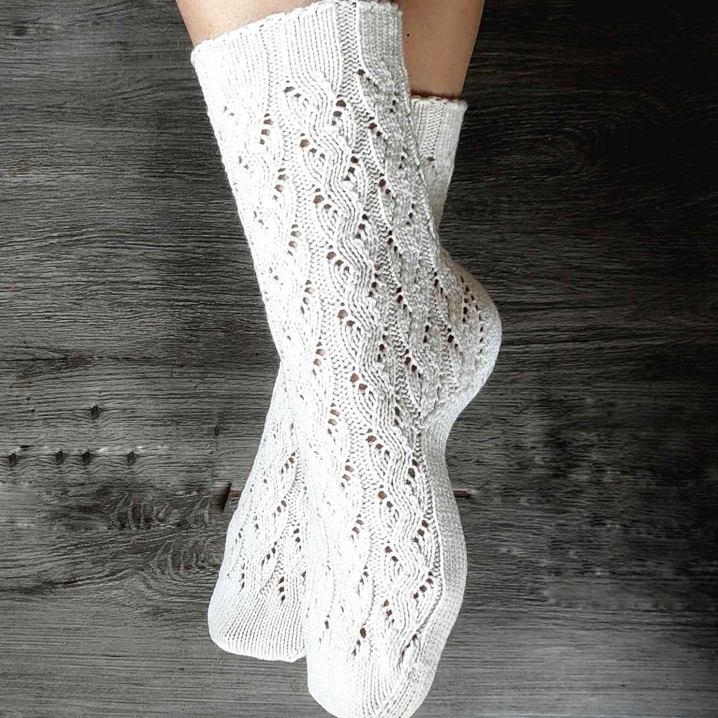Soft Lace Knit Sleep Socks – Handmade Cashmere Blend Bedtime