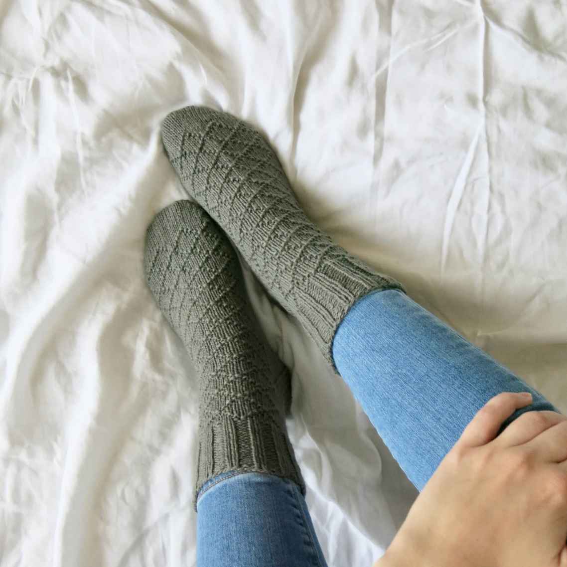 Hand-Knitted Warm Wool Socks – Grey Winter Socks for Women