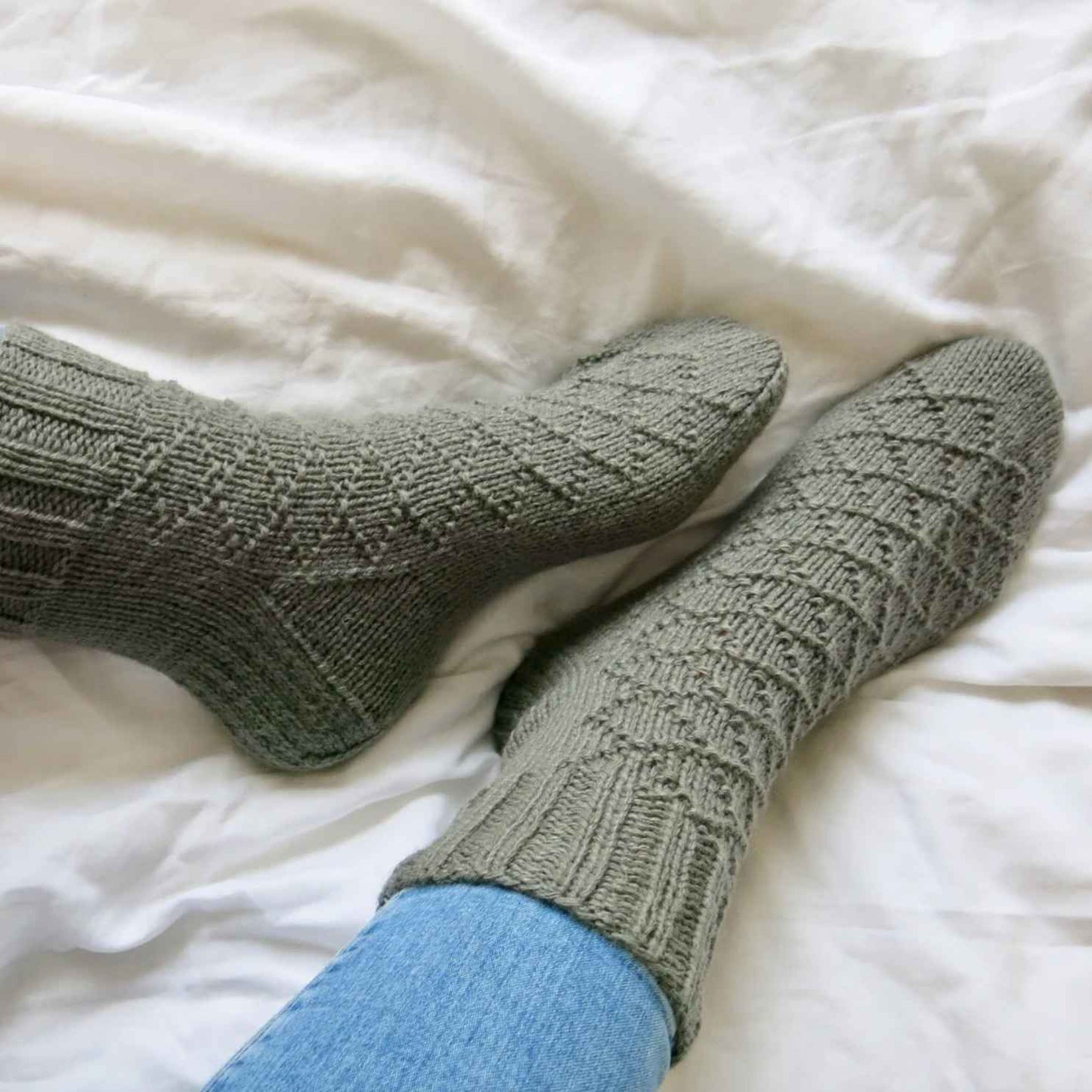Hand-Knitted Warm Wool Socks – Grey Winter Socks for Women