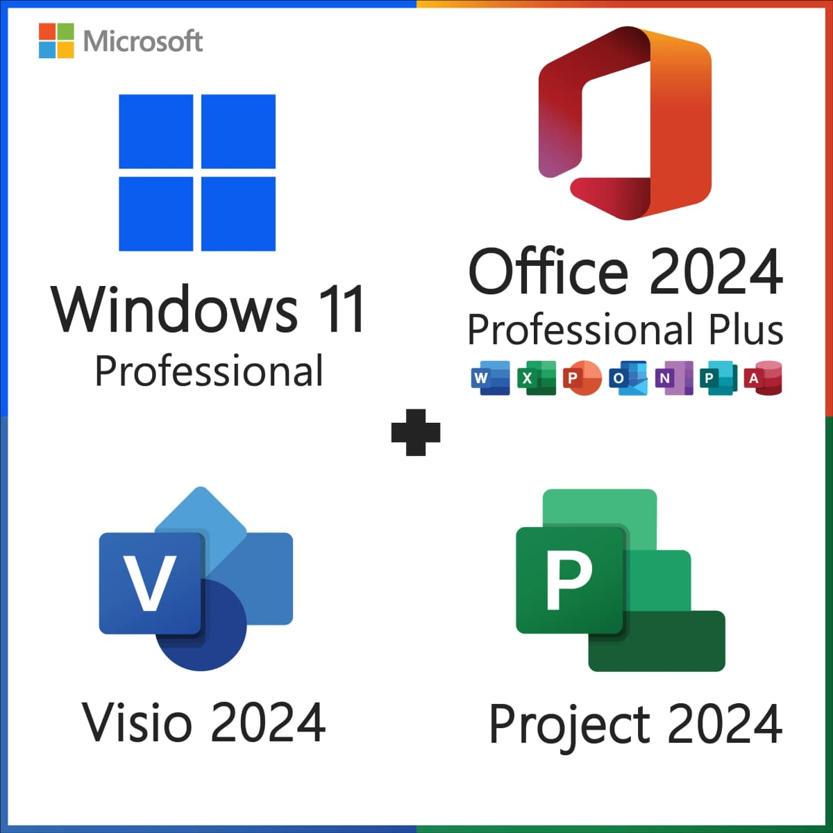 Microsoft Windows 11 Pro + Office 2024 Professional Plus Includes Visio and Project – Bundle