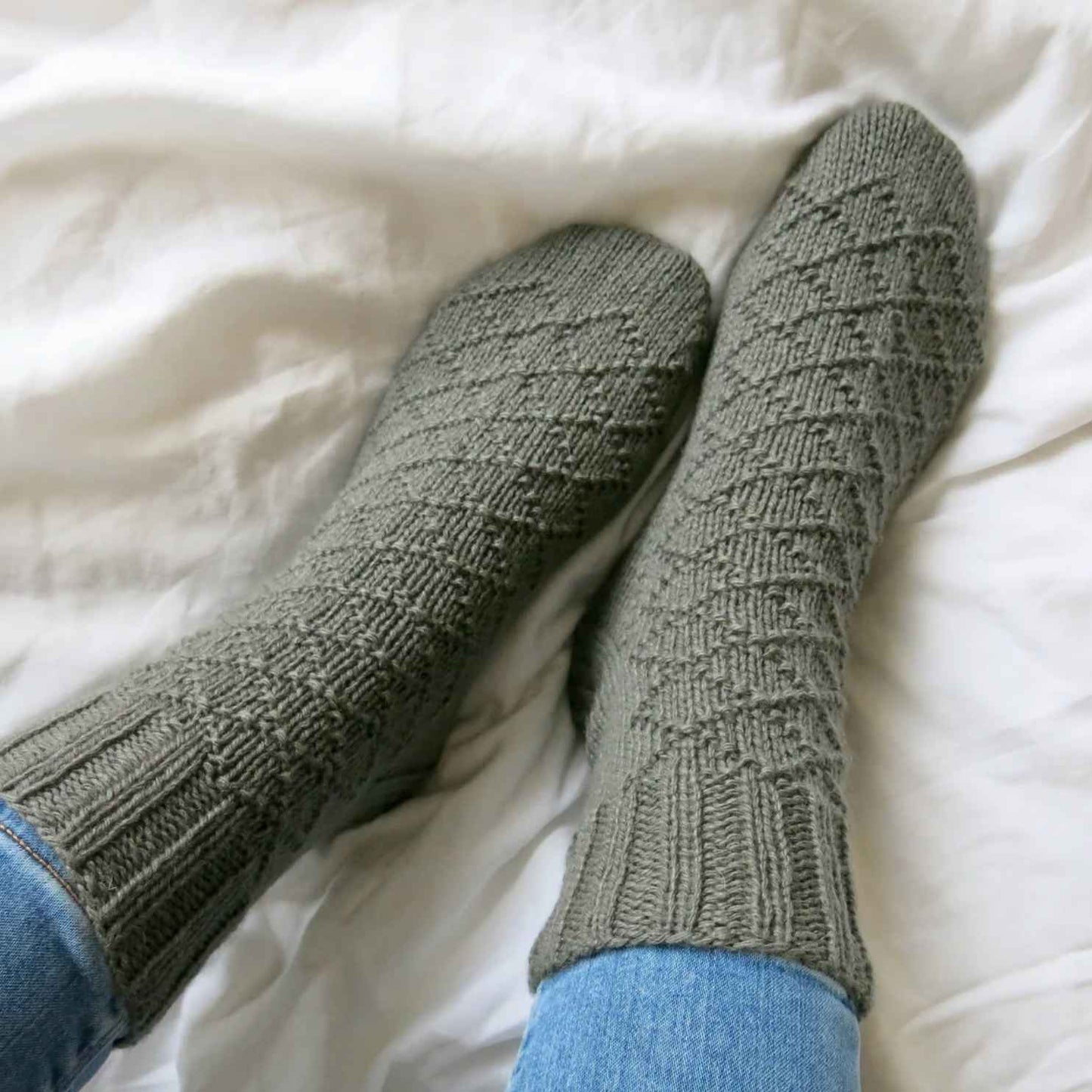 Hand-Knitted Warm Wool Socks – Grey Winter Socks for Women